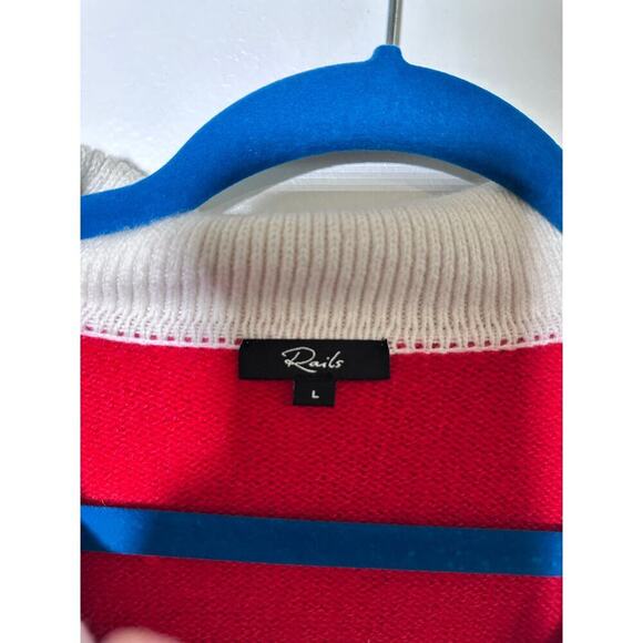 Rails Women's Cherry Camel Stripe Harris Collared Sweater Size Large cashmere - Picture 7 of 12